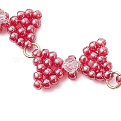 Braccialetti con maglie a fiocco in perline di vetro per donna&nbsp;BJEW-MZ00207-01