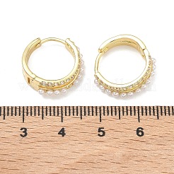 Двухслойные латунные серьги-кольца с микропаве из прозрачных кубических цирконий.&nbsp;EJEW-C181-03G
