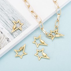 真鍮製ネジカラビナロックチャーム  ネックレス作り用  長持ちメッキ  マットなスタイル  スター  18KGP本金メッキ  ミックスカラー  29x24.1x2mm&nbsp;ZIRC-G160-62