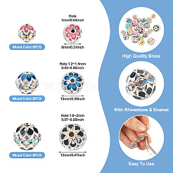 24 шт. 3 стиля круглых латунных бусин со стразами&nbsp;KK-TA0003-25