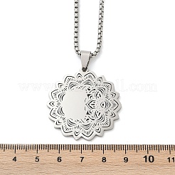 Ожерелья с подвеской в виде цветка мандалы из нержавеющей стали 201 NJEW-K253-35P