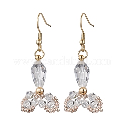 Серьги-подвески из стекла и нержавеющей стали 304 в форме рыбьего хвоста&nbsp;EJEW-MZ00458-01