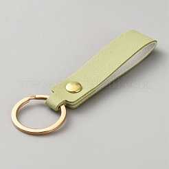 Puレザーキーホルダー  長方形  鉄パーツ  ゴールドカラー  黄緑  108mm&nbsp;KEYC-WH20005-28D