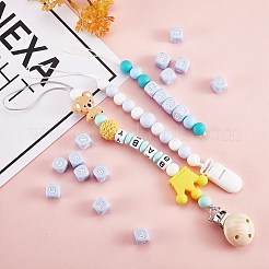 20 pz cubo blu lettera perline di silicone 12x12x12mm dadi quadrati alfabeto perline con 2mm foro distanziatore lettera allentata perline per collana braccialetto creazione di gioielli&nbsp;JX434M