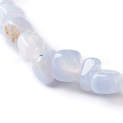 Braccialetto di perle di chip di agata di pizzo blu naturale per le donne della ragazza&nbsp;BJEW-JB06748-02