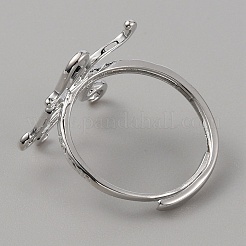 調整可能真鍮製リングパーツ  リングセッティング  プラチナ  usサイズ7 3/4(17.9mm)  トレイ：19x18mm&nbsp;FIND-WH0155-002C