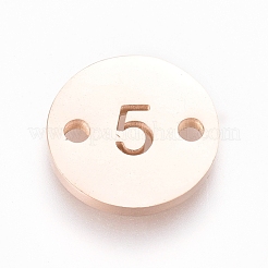 304ステンレススチールリンク  PVD真空メッキ  クラフトジュエリー作成用  フラットラウンド  ローズゴールド  NUM。5  10x1mm  穴：1.4mm&nbsp;STAS-G216-05RG