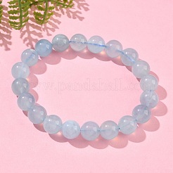 Браслеты из натуральных круглых бусин аквамарина для мужчин и женщин&nbsp;BJEW-U034-01A-02