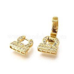 Арочные латунные микропаве прозрачные кубические цирконии складные застежки&nbsp;KK-V008-22G