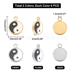 12 шт. 2 цвета модные эмалевые подвески из нержавеющей стали 304&nbsp;STAS-UN0035-98