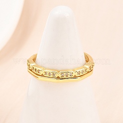 Манжеты из латуни с микро паве кубический цирконий для женщин&nbsp;RJEW-Z113-21G