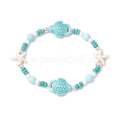 3 шт. синтетические бирюзовые и фарфоровые и окрашенные натуральные бусины говлита эластичные браслеты для женщин&nbsp;X-BJEW-JB11793