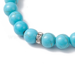 Женские эластичные браслеты из синтетических бирюзовых бусин&nbsp;BJEW-JB12288-03