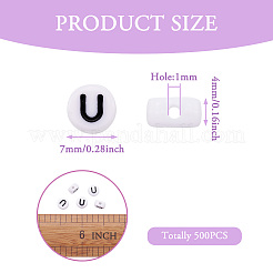 500 шт. Акриловые бусины с горизонтальным отверстием и буквами&nbsp;OACR-YS0001-03U