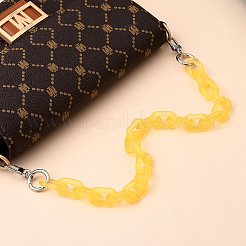 バッグハンドル  透明アクリルリンクリング付き  プラチナトーン合金スプリングゲートリングと亜鉛合金スイベルクラスプ  バッグストラップ用交換アクセサリー用  きいろ  19.8インチ（50.5cm）&nbsp;X-AJEW-BA00024-06