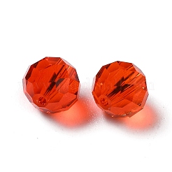 K9ガラス模造オーストリアクリスタルビーズ  多面カット  ラウンド  レッド  8mm  穴：1mm&nbsp;GLAA-H024-17B-14