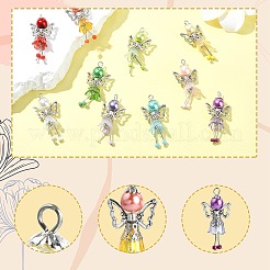 50個10スタイルの手作りシードビーズペンダント  天使のペンダント  合金の羽とアクリルの花ビーズ付き  ミックスカラー  40mm  穴：2.5mm  5個/スタイル&nbsp;PALLOY-CJ00084