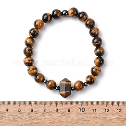 Эластичный браслет из натурального тигрового глаза для женщин&nbsp;BJEW-A145-01E
