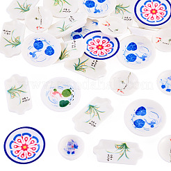 Décorations de présentation en résine opaque sur assiette en porcelaine bleue et blanche&nbsp;DJEW-TAC0004-06