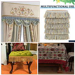 Двухцветная полиэфирная витая веревка с кисточками и бахромой&nbsp;DIY-WH0304-703E