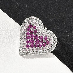 Кольца-манжеты в форме сердца из латуни с микропаве из кубического циркония для женщин RJEW-A069-12P