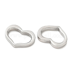 304ステンレススチールリンクリング  中空の心  ステンレス鋼色  10x12.5x2mm  インナーサイズ：6.5x9.5mm&nbsp;SA-CBA97DF-01P