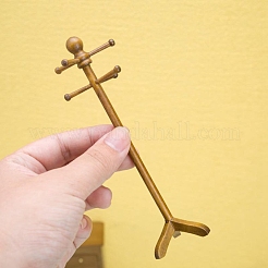 木製コートハンガーミニチュア装飾品  マイクロランドスケープホームドールハウスアクセサリー  小道具の装飾のふりをする  ゴールデンロッド  140mm&nbsp;PW-WG4DDD9-01