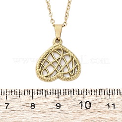 Collares colgantes de acero inoxidable 304 con forma de corazón de malla&nbsp;NJEW-M096-12G