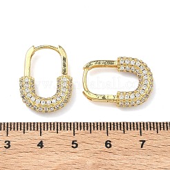 Orecchini a cerchio in ottone con zirconi cubici chiari micro pavè&nbsp;EJEW-C182-07B-G