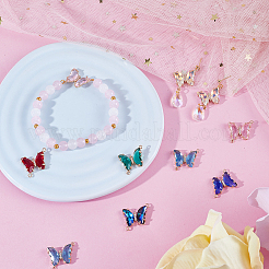 16 шт. 8-х цветные латунные стеклянные соединительные подвески KK-SC0003-64