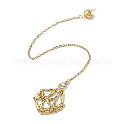 3 pièce 3 styles 304 chaîne en acier inoxydable pochette en macramé support de pierre vide pendules de radiesthésie&nbsp;HJEW-JM02323-01