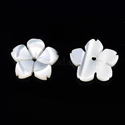 ナチュラルホワイトシェルビーズ  マザーオブパールシェルビーズ  花  貝殻色  11~12x11~12x2mm  穴：1mm&nbsp;SSHEL-S260-025