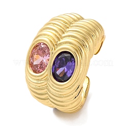 Открытые манжеты из латуни с цирконием для женщин&nbsp;RJEW-S242-15G-A