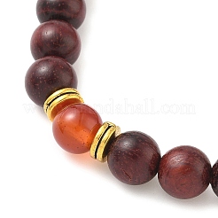 Браслеты из натурального полосатого агата и круглых бусин из дерева для мужчин и женщин BJEW-JB12356-02