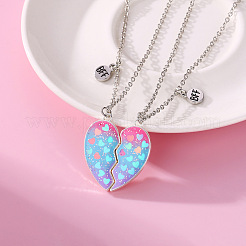 2 шт. модные эмалевые ожерелья с магнитным кулоном в виде сердца из сплава для женщин&nbsp;FS-WGD1691-01