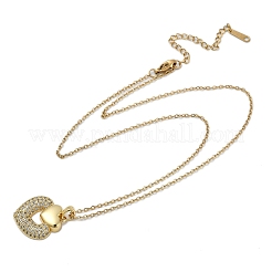 Ожерелья с подвесками в форме сердца из латуни с прозрачным фианитом и прозрачным фианитом NJEW-K280-07G