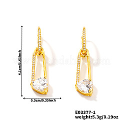 Винтажные латунные серьги-кольца с прозрачным кубическим цирконием&nbsp;LF0125-1