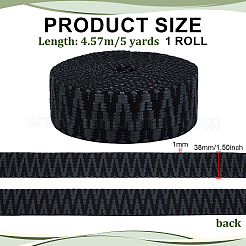 ポリエステルリボン  カーテンDIYクラフトソーイングアクセサリー用  ブラック  1-1/2インチ（38mm）  約5.00ヤード（4.57m）/ロール&nbsp;OCOR-WH0101-239D