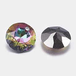 カット加工ガラスラインストーンチャーム  模造オーストリアのクリスタル  フラットラウンド  火山  8x4mm  穴：1mm&nbsp;RGLA-F051-8mm-001VO