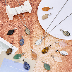 20 шт. 10 стиля подвески из натуральных смешанных драгоценных камней в виде конского глаза&nbsp;G-OC0005-94