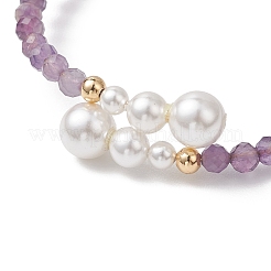 Браслеты-манжеты из натуральных аметистовых бусин&nbsp;BJEW-JB13326-02