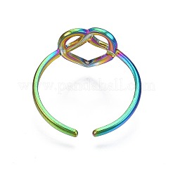 304ステンレススチールハートラップカフリング  女性のためのレインボーカラーオープンリング  usサイズ7 3/4(17.9mm)&nbsp;LS-RJEW-N038-054