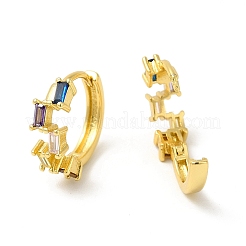 Прямоугольные серьги-кольца с кубическим цирконием EJEW-E270-26G