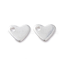 ステンレススチールチャーム201個  空白タグのスタンプ  ハート  銀  7x6x1mm  穴：1mm&nbsp;STAS-L234-046S