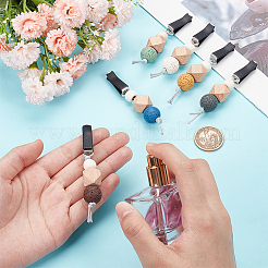 6 шт. 6 цвета: натуральный вулканический камень и дерево&nbsp;HJEW-DR00056