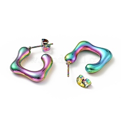 Boucles d'oreilles carrées couleur arc-en-ciel&nbsp;EJEW-G293-08M