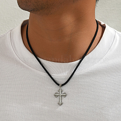 Мужские ожерелья с подвеской-крестом из латуни и искусственного жемчуга&nbsp;LI2000-2