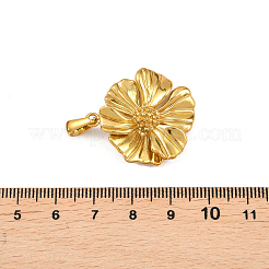 304ステンレススチールペンダント1個  花のチャーム  ゴールドカラー  30x26x6.5mm  穴：6.5x3mm&nbsp;STAS-FS0001-33C