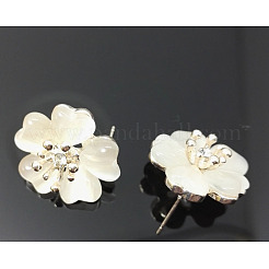 Ожерелья и серьги-гвоздики из цветочного сплава с подвеской «кошачий глаз»&nbsp;FS-WGFC2E6-01