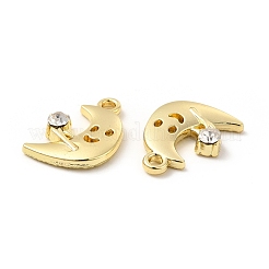 ラックメッキ合金ラインストーンペンダント  カドミウムフリー＆鉛フリー  三日月チャーム  ライトゴールド  16.5x12x3.5mm  穴：1.6mm&nbsp;FIND-G044-11LG